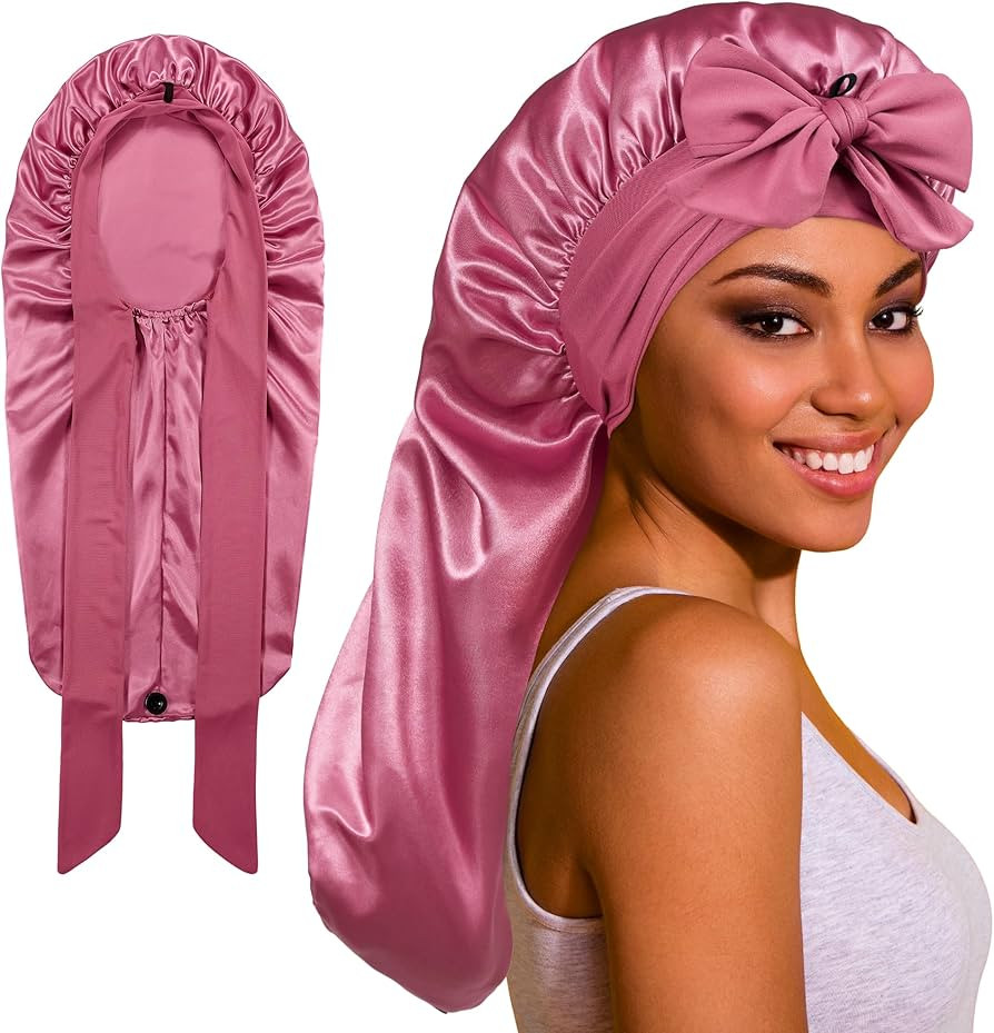 ROYBENS Long Bonnet Satin Hair Silk Bonnet for Sleeping Women, Silky Bonnets for Women with Tie B... | Amazon (US)
