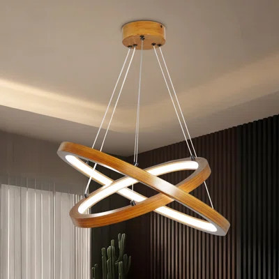 2-Rings Modern Led Chandelier Gold Circle Pendant Light Dimmable Pendant Light For Living Room Dining Room Entrance Foyer | Wayfair North America
