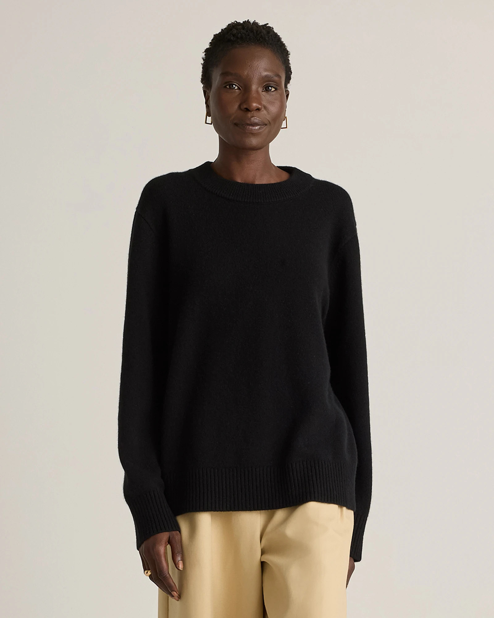 Quince | Women's Mongolian Cashmere OverSized Crewneck Sweater in Brown, Size Large | Quince