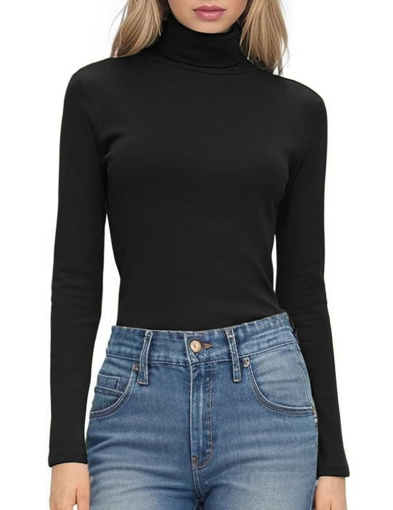 HOTOUCH Women's Turtleneck Long Sleeve Shirts Casual Basic T Shirts Lightweight Base Layer Solid ... | Amazon (US)