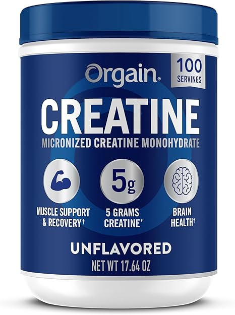 Orgain Creatine Monohydrate Micronized Powder, 100 Servings, Unflavored, Supports Muscle Growth, ... | Amazon (US)