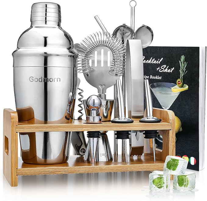 Cocktail Shaker Set Bartender Kit, Godmorn 15Pcs Bartender Shaker Set, 304 Stainless Steel Martin... | Amazon (US)
