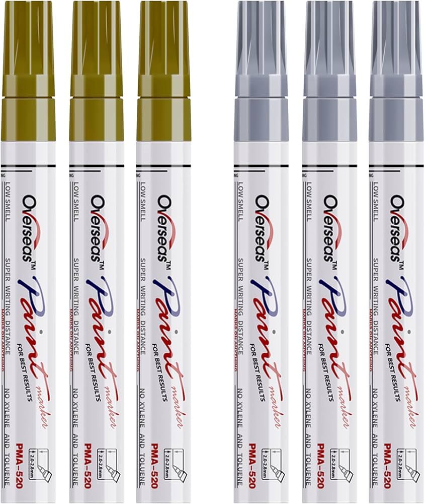 Gold and Silver Paint Marker Pens - 6 Pack Permanent Oil Based Metallic Paint Pen, Medium Tip, Qu... | Amazon (US)