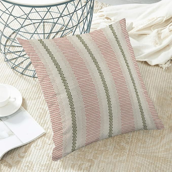 Boho Pillow Covers 20x20 Set of 2 Sage Green Pink Stripe Polka Dot Throw Pillow Covers Outdoor De... | Amazon (US)