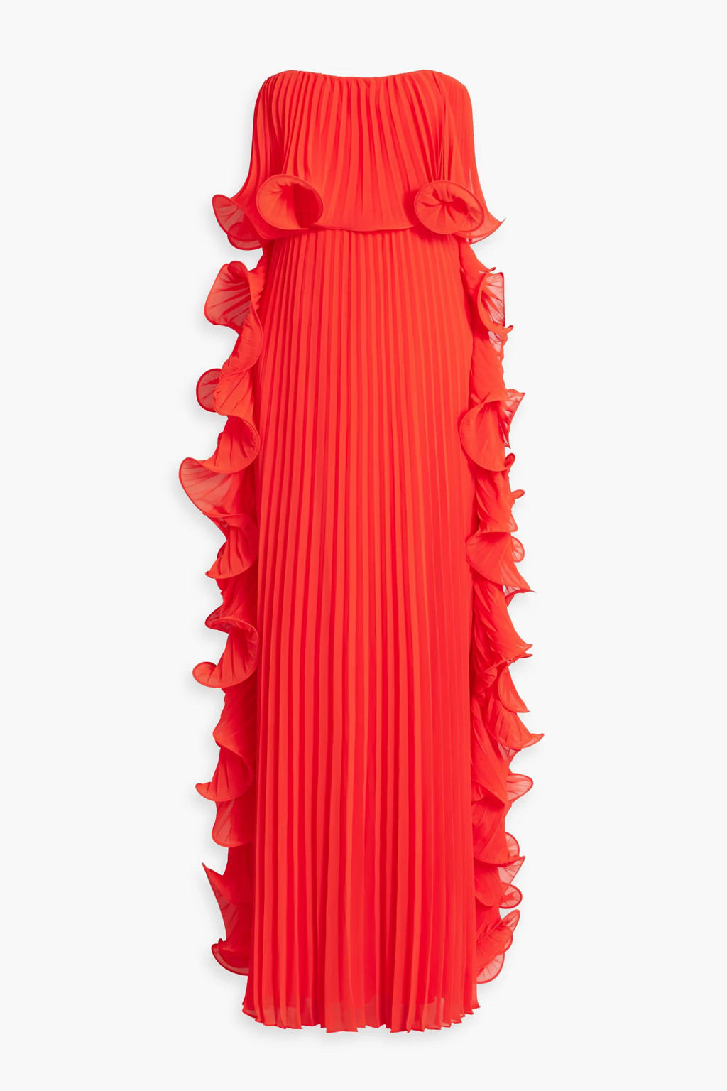 Strapless ruffled plissé-chiffon gown | The Outnet (US and CA)