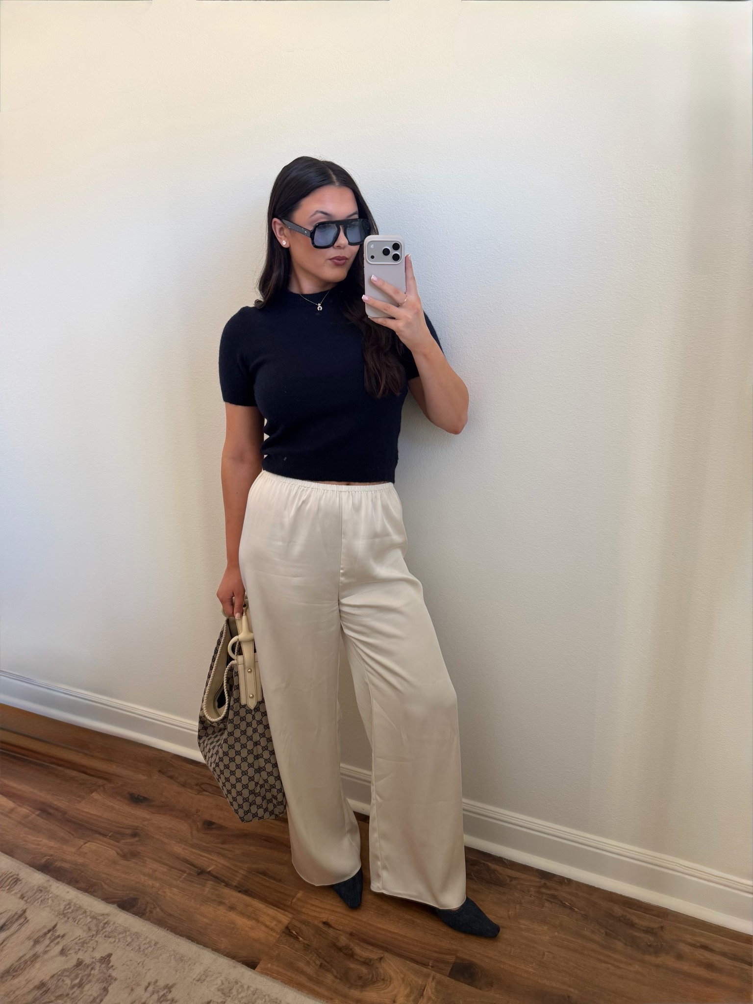 Travel outfit of the day ✈️ A satin pant and vintage Gucci moment. 

Pants: April Seven Studio 

#LTKFindsUnder100 #LTKTall #LTKootd