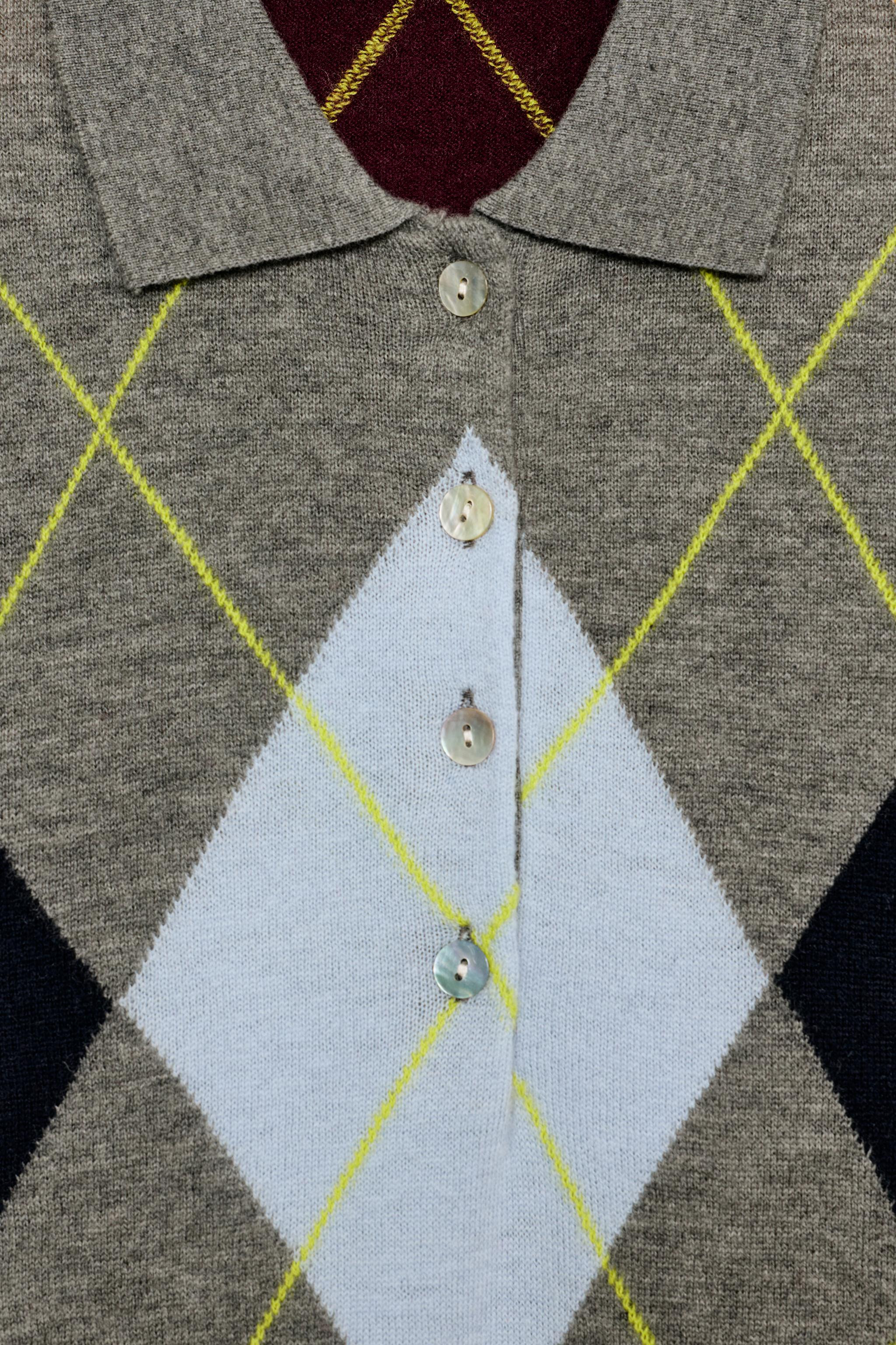 100% WOOL ARGYLE POLO JUMPER | Zara UK