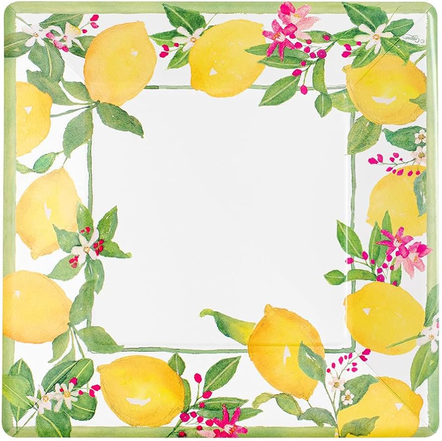 Caspari Limoncello Square Dinner Plates - 16 Per Package | Amazon (US)