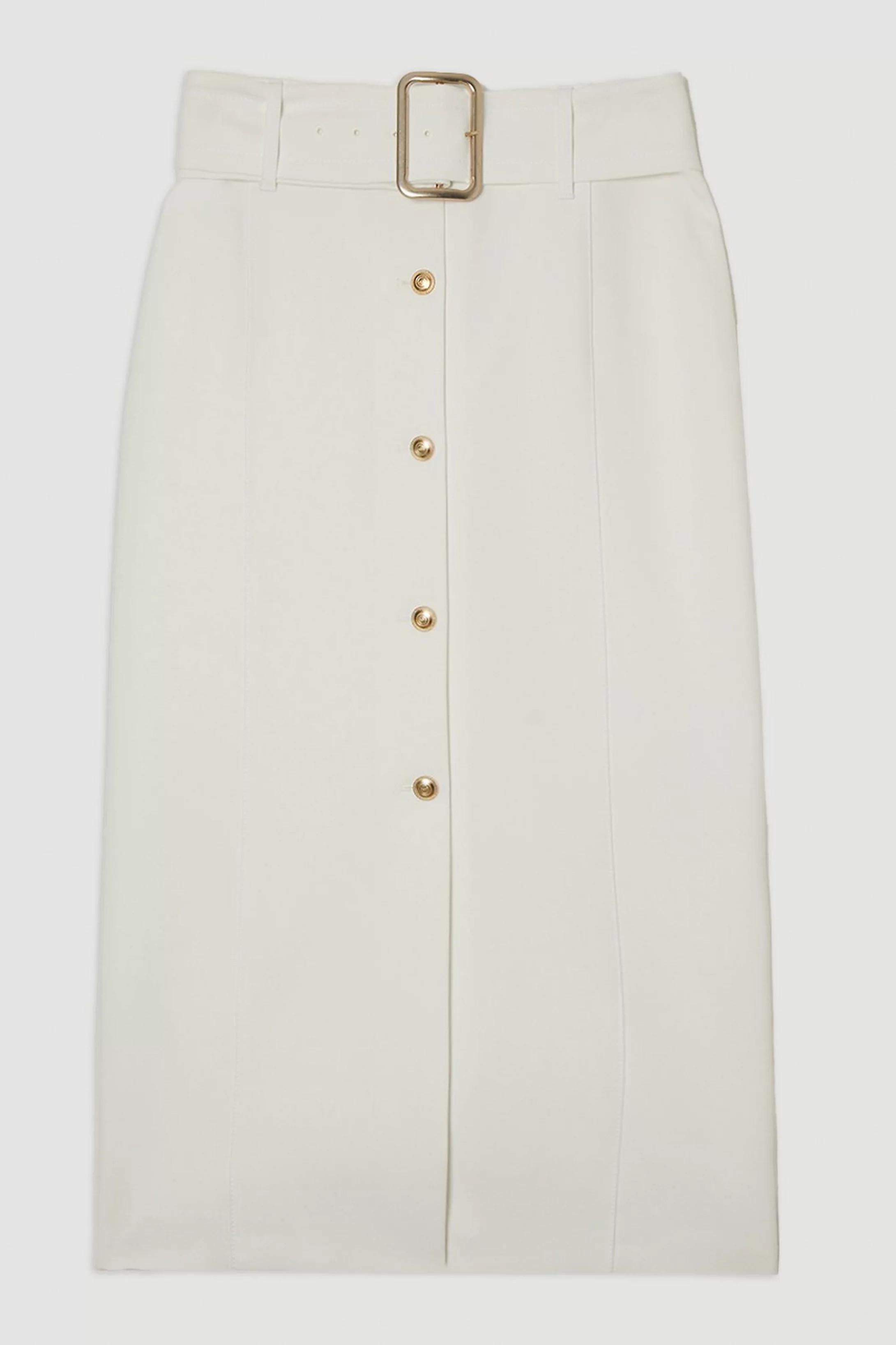 Clean Tailored Belted Pencil Midi Skirt | Karen Millen US