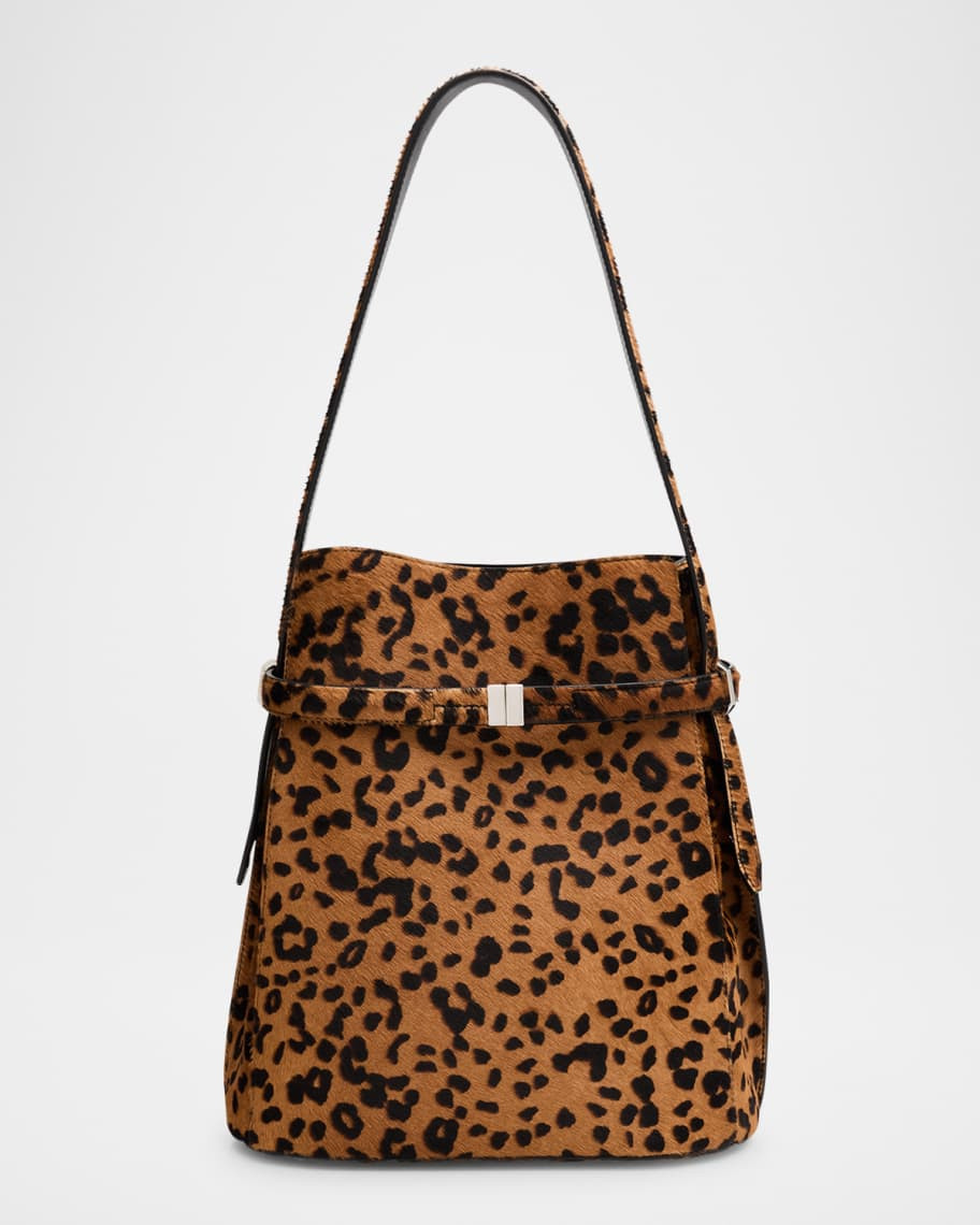 Belted Leopard Pony Hair Bucket Bag | Neiman Marcus