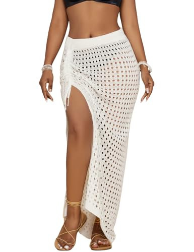 Bsubseach Womens Crochet Cover Up Skirt 2025 Knit Drawstring Long Coverups for Swimwear Elastic W... | Amazon (US)