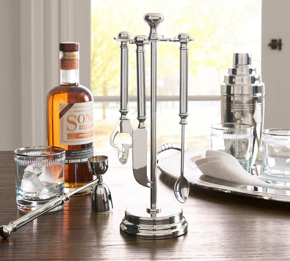 Heritage Silver 4-Piece Bar Tool Set | Pottery Barn (US)