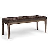 SIMPLIHOME Waverly 48 inch Wide Traditional Rectangle Tufted Ottoman Bench in Distressed Brown Faux  | Amazon (US)