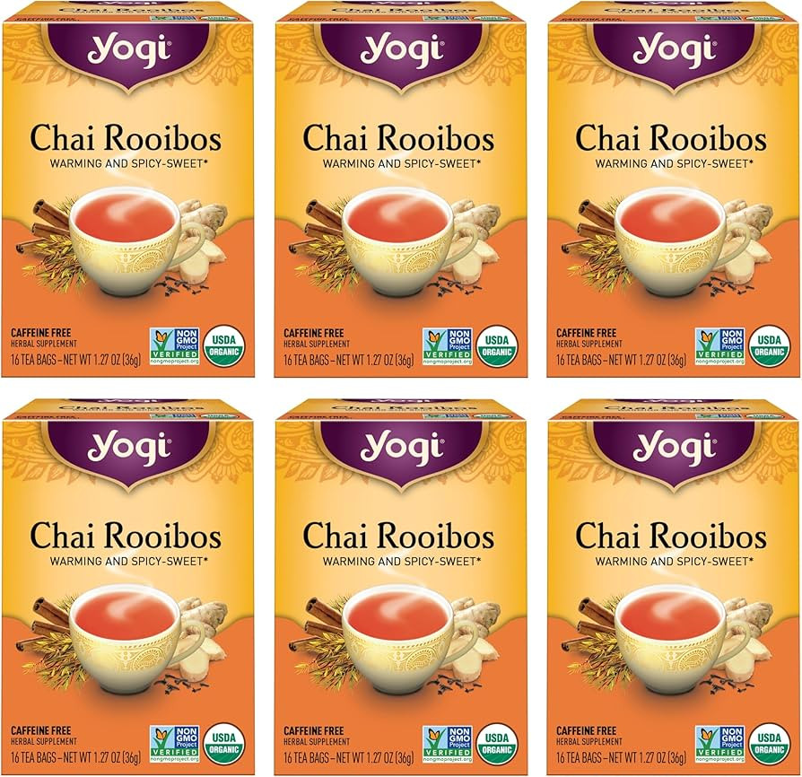 Yogi Tea Chai Rooibos Tea - 16 Tea Bags per Pack (6 Packs) - Spiced Organic Rooibos Tea - Provide... | Amazon (US)