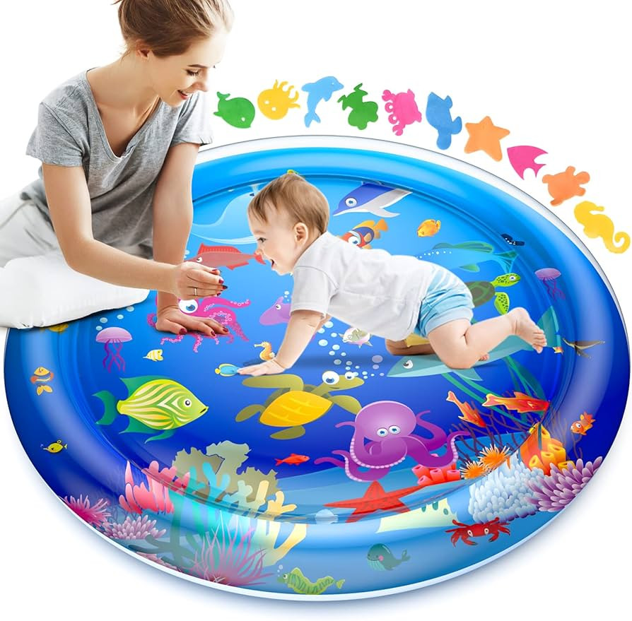 40''X40'' Large Tummy Time Water Mat for Babies, XL Baby Water Play Mat, Infant Water Sensory Bab... | Amazon (US)