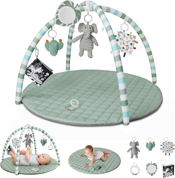 Blissful Diary Baby Play Gym Mat, Play Mat Activity Mat with 6 Detachable Toys for Stage-Based Se... | Amazon (US)