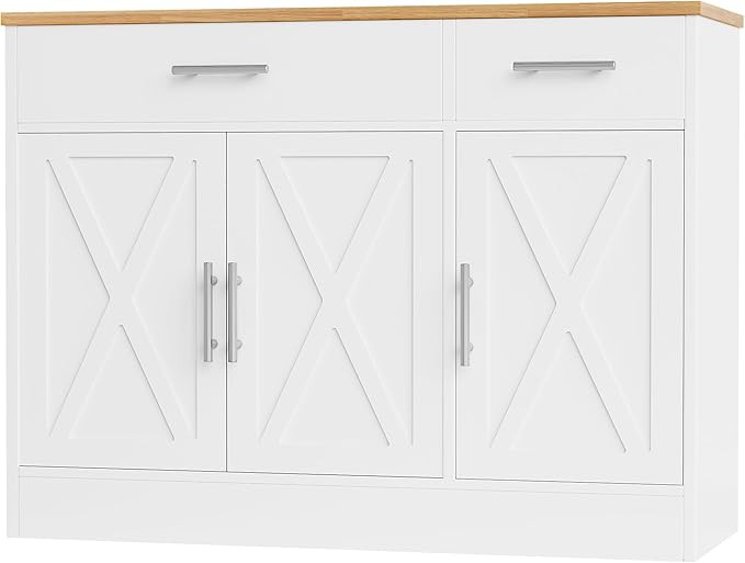 Shintenchi Modern Farmhouse Sideboard Buffet Cabinet with Storage with 3 Doors,42" Barn Doors Buf... | Amazon (US)