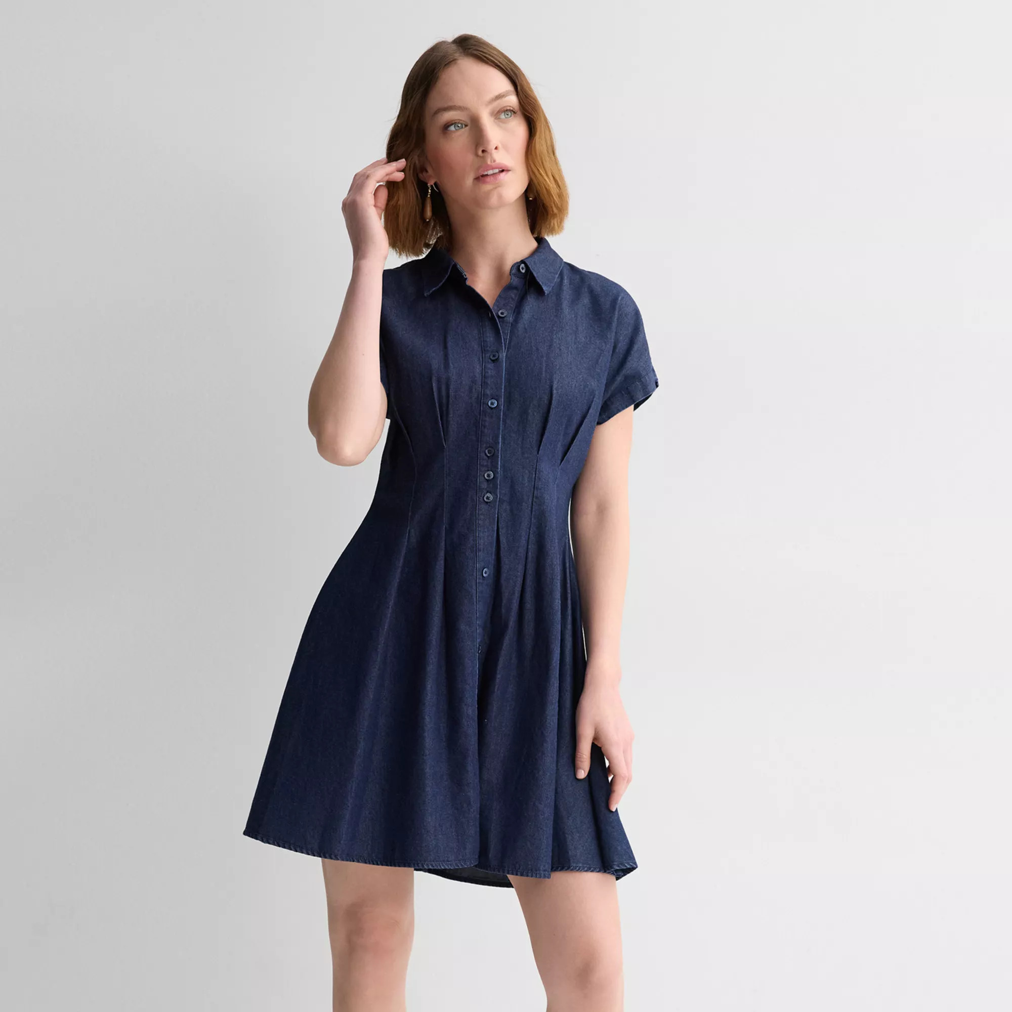 Petite Nine West Cinched Waist Mini Shirt Dress | Kohl's