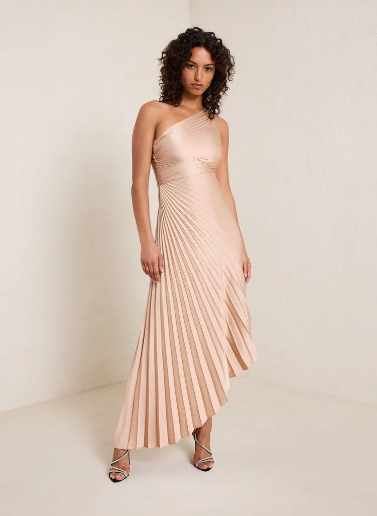 Delfine Satin Pleated Dress | A.L.C