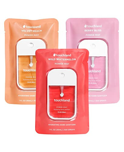 Touchland Power Mist Hydrating Hand Sanitizer Spray, JUICY Trio Set (Watermelon, Peach, Berry), 1 FL. OZ. Travel Size (Set of 3) | Amazon (US)