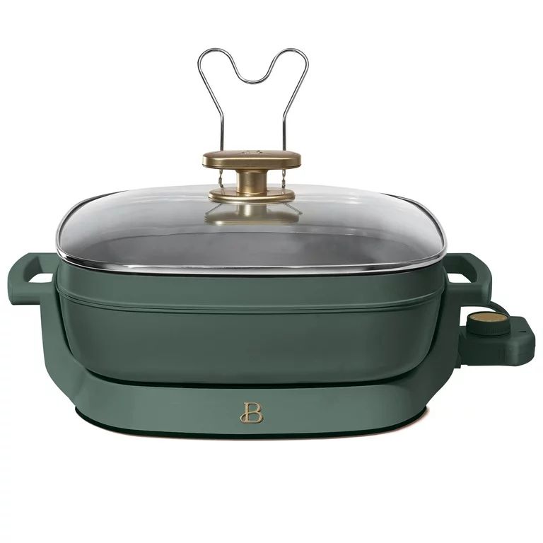 Beautiful 5 in 1 Electric Skillet - Expandable up to 7 Qt with Glass Lid, Thyme Green by Drew Bar... | Walmart (US)