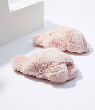 LOFT Faux Fur Slide Slippers | LOFT