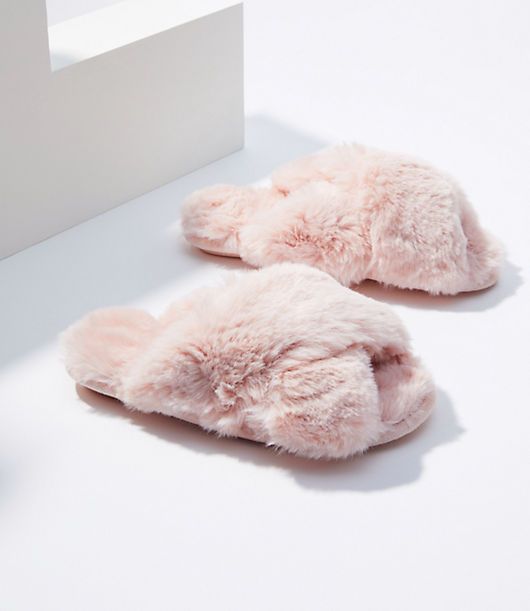 LOFT Faux Fur Slide Slippers | LOFT