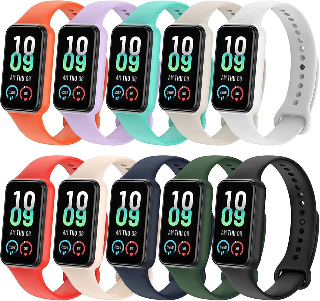 lepmok [10-Pack] Band for Amazfit Band 7 Women Men, Replacement Silicone Wristbands for Amazfit B... | Amazon (US)