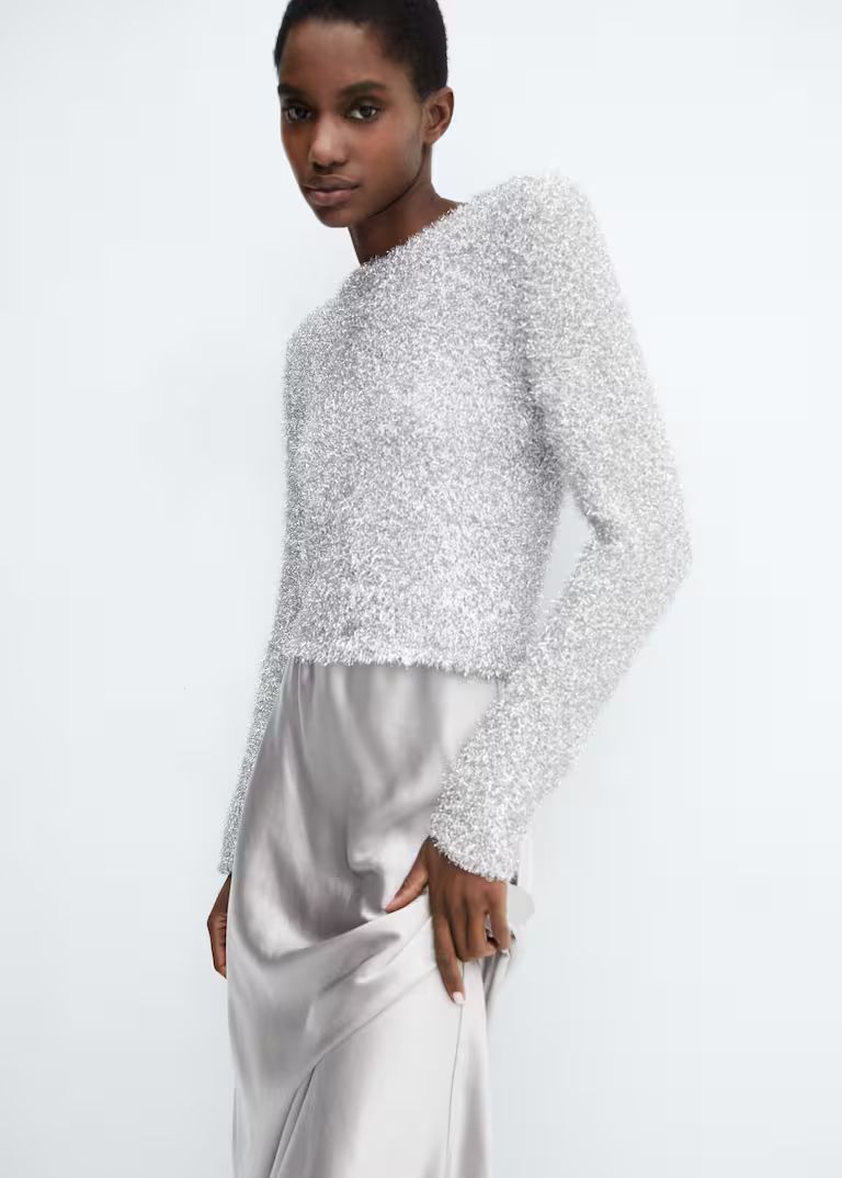 Crewneck lurex sweater | MANGO (US)