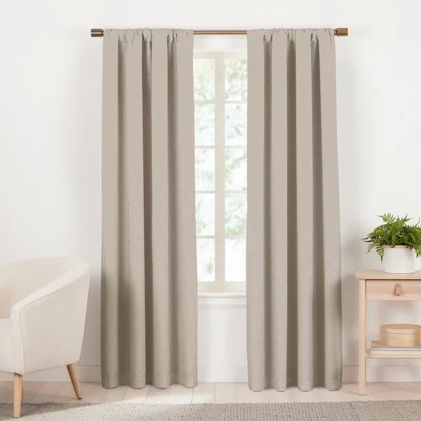 Gap Home Lined Multi-Nep Organic Cotton Room Darkening Rod Pocket Window Curtain Pair Khaki 48 x ... | Walmart (US)