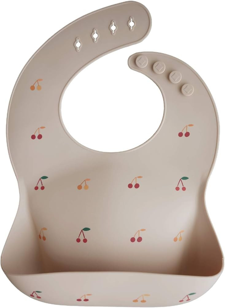 mushie Silicone Baby Bib | Adjustable Fit Waterproof Bibs (Cherries) | Amazon (US)