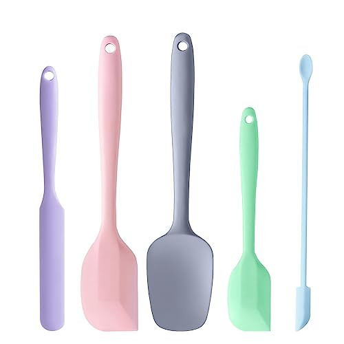 DUFEIMOY 5 Piece Multicolor Silicone Spatula Set, Heat Resistant Rubber Spatulas Set, Silicone Kitchen Utensils Set Dishwasher Safe for Nonstick Cookware Baking Cooking | Amazon (US)