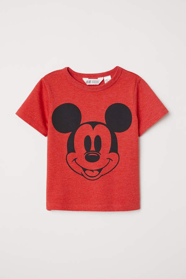 H & M - T-shirt with Printed Design - Red/Mickey Mouse - Kids | H&M (US + CA)