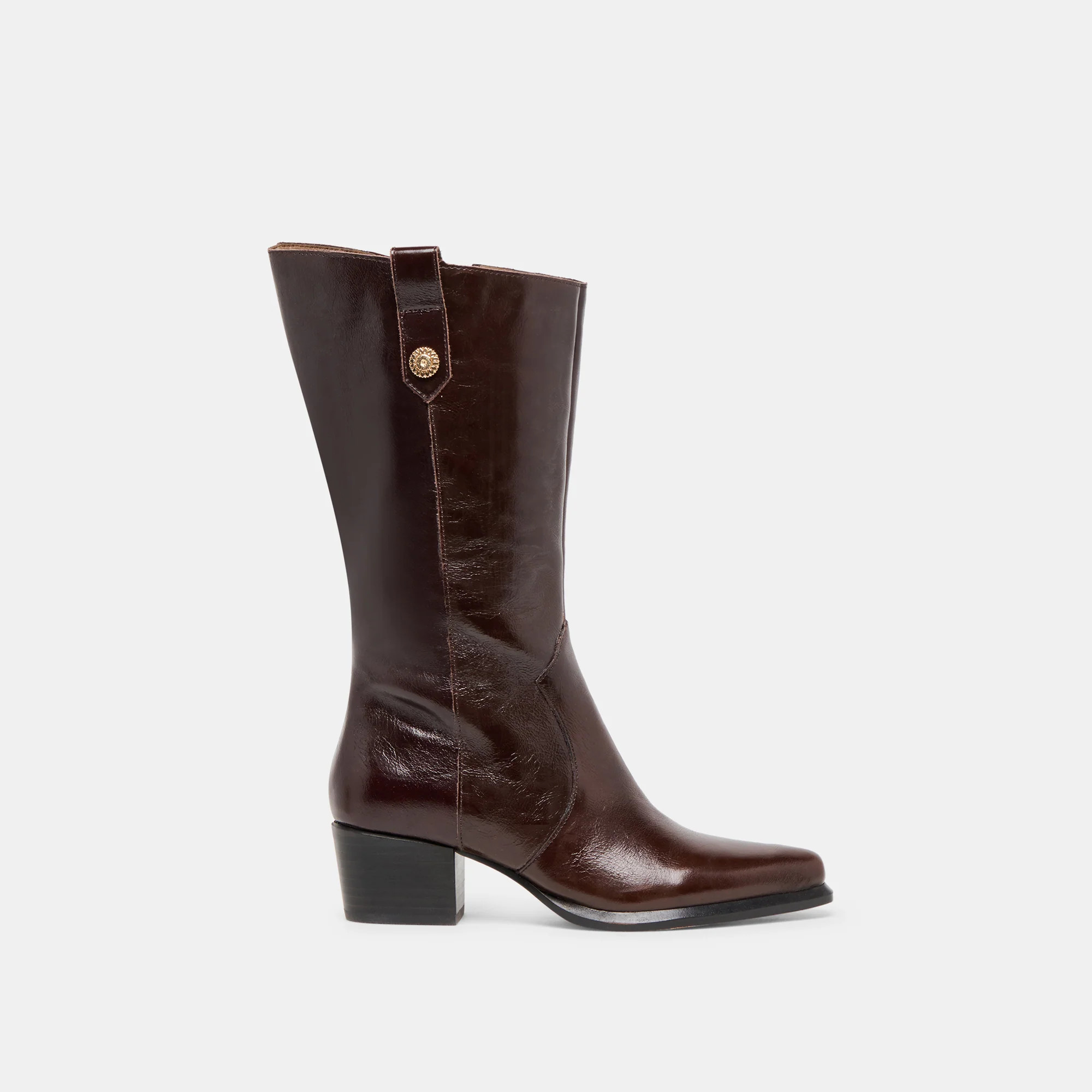 Vern Wide Calf Boots Chocolate Leather | DolceVita.com