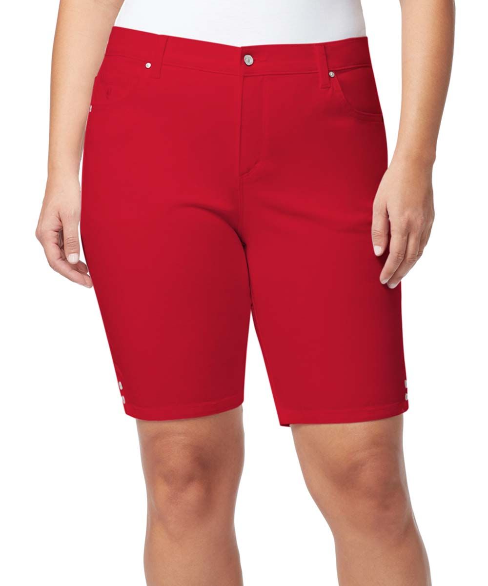 Gloria Vanderbilt Women's Denim Shorts RED - Red Cloud Five-Pocket Denim Bermuda Shorts - Plus | Zulily