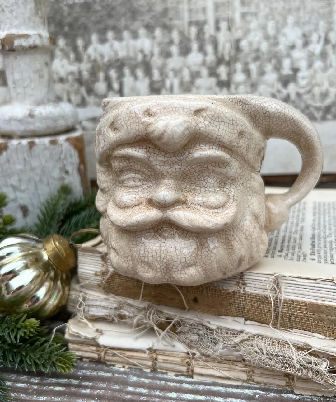 Vintage Ironstone Santa Claus Cup Mug FULL SIZE Creamy White Santa Farmhouse Christmas Decor RARE... | Etsy (US)