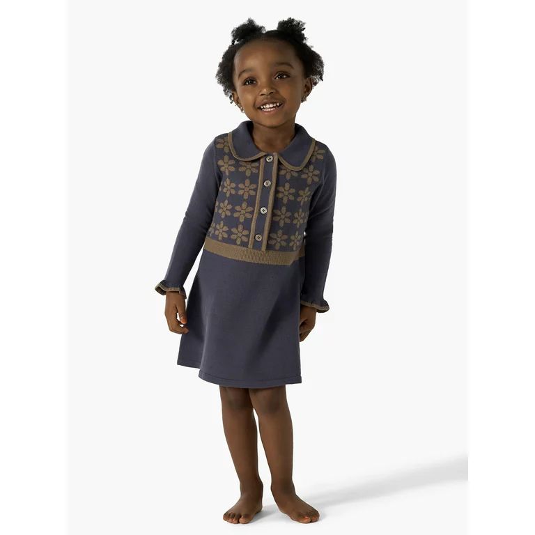 Modern Moments By Gerber Baby and Toddler Girl Collar Sweater Dress, Sizes 12 Months - 5T | Walmart (US)