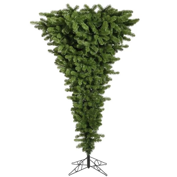 Unside Down 7.5' Green Artificial Christmas Tree with 500 LED Multi-Colored Lights with Stand | Wayfair North America