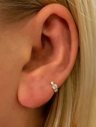 1pc Exquisite Cubic Zirconia Decor Sterling Silver Hoop Earring For Women For Daily Life | SHEIN