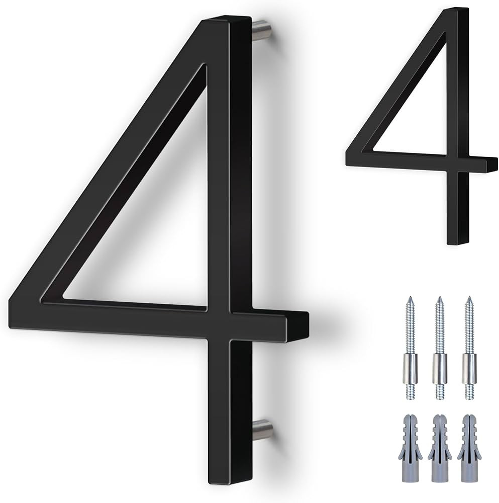 5 Inch House Numbers for Outside, Stainless Steel Floating Address Numbers for House, Modern Blac... | Amazon (US)