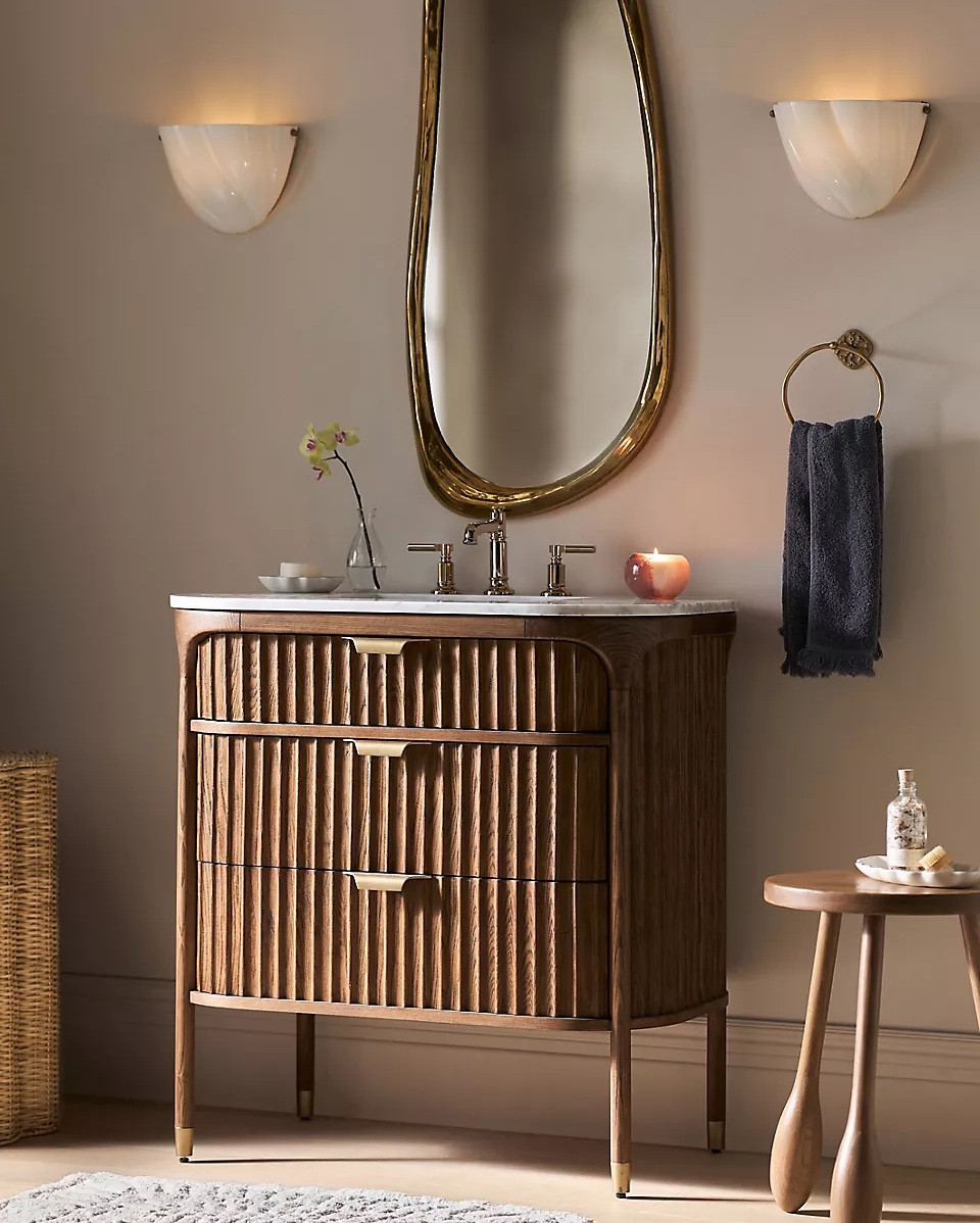 Marble-Top Fluted-Wood Single-Bathroom Vanity

#LTKHome