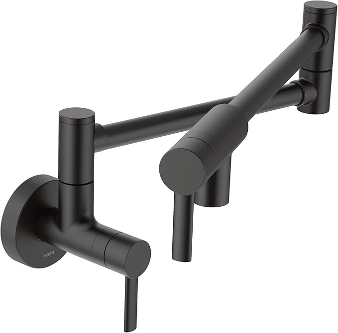 Moen S665BL Modern Wall Mount Swing Arm Folding Pot Filler Kitchen Faucet, Matte Black | Amazon (US)