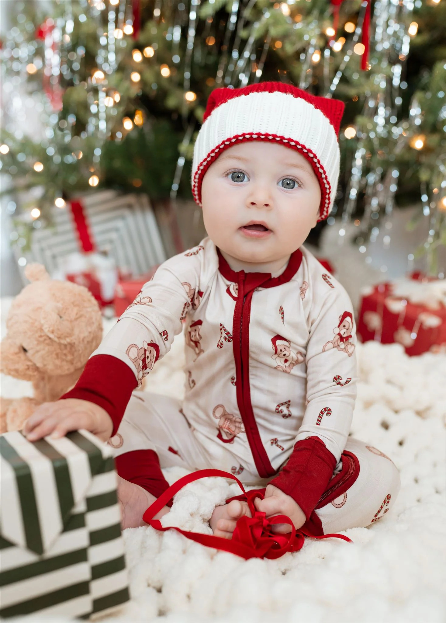 Bear-y Merry Zipper Romper | In My Jammers