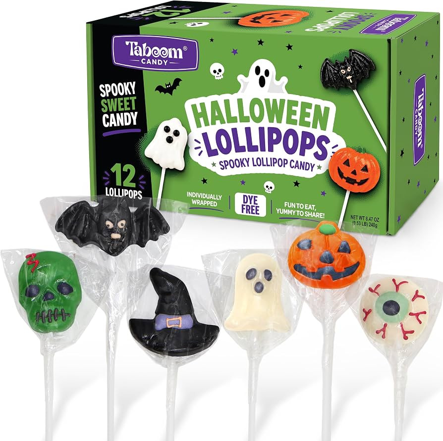 Taboom Halloween Lollipops, Spooky Shapes, Individually Wrapped, 12 Ct | Amazon (US)
