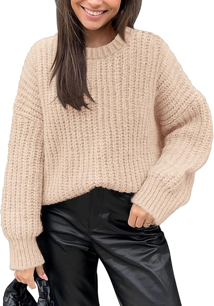 PRETTYGARDEN Women's Fall Sweaters Casual Long Sleeve Pullover Crewneck Ribbed Knit Jumper Tops P... | Amazon (US)