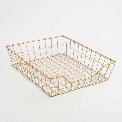 Gold Wire Antonia Paper Tray | World Market