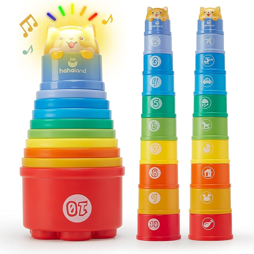 hahaland Stacking Toys for Toddlers 1-3 - Stacking Cups - Toddler Toy Age 1-2 Learning Montessori... | Amazon (US)