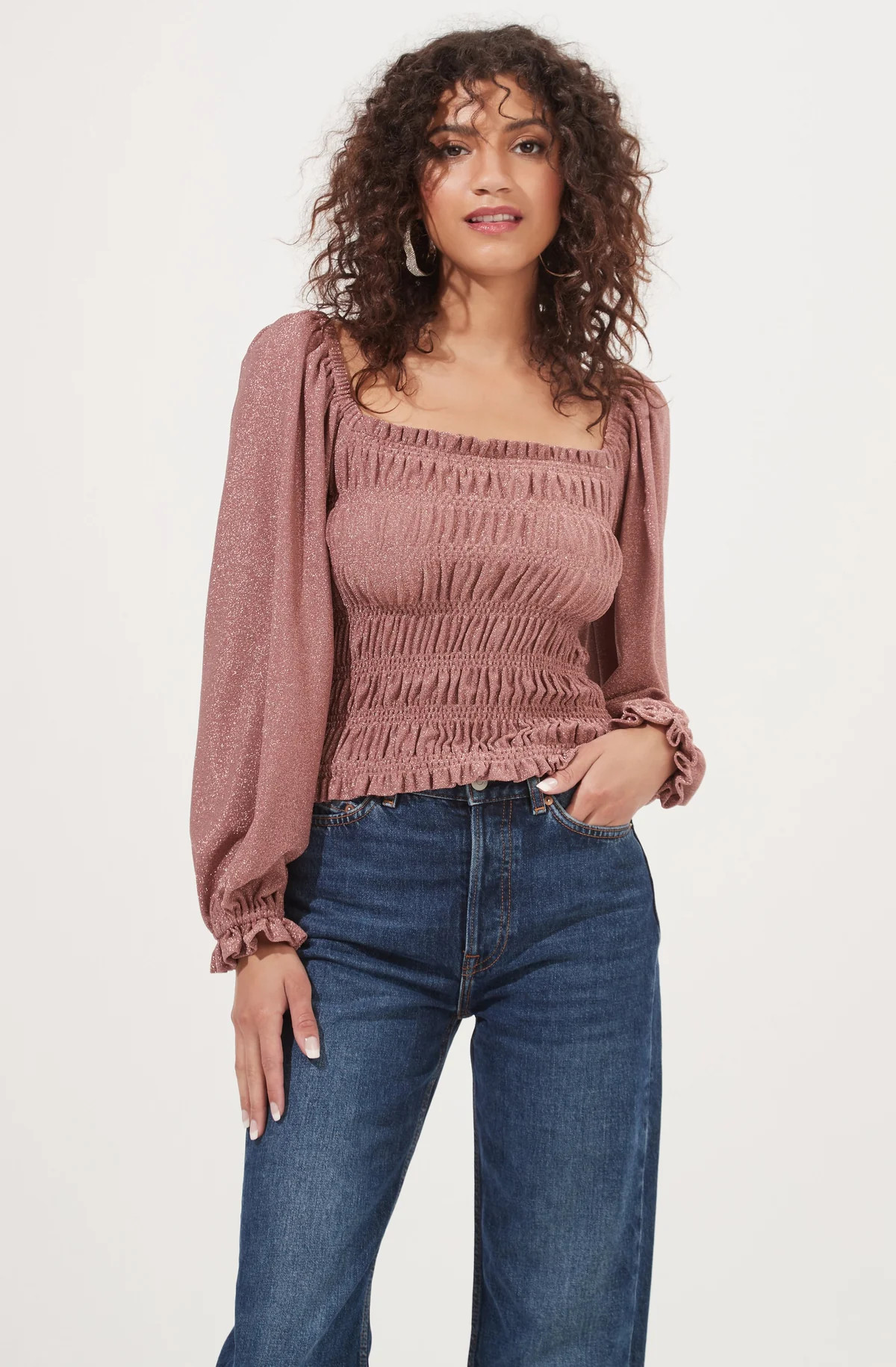 Tabitha Smocked Square Neck Top | ASTR The Label (US)