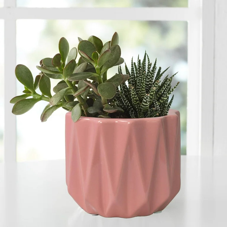 Better Homes & Gardens Pottery 5" Devi Round Ceramic Planter, Pink | Walmart (US)