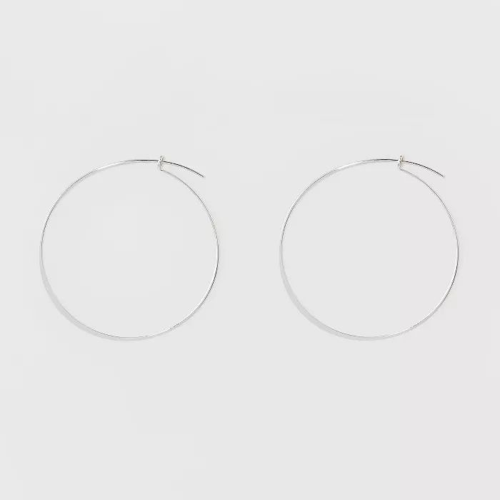 Thin Medium Hoop Earrings - A New Day™ Silver | Target